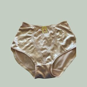 Anne Marie Satin Briefs Pink Champagne Floral Jacquard Panties XL NEW